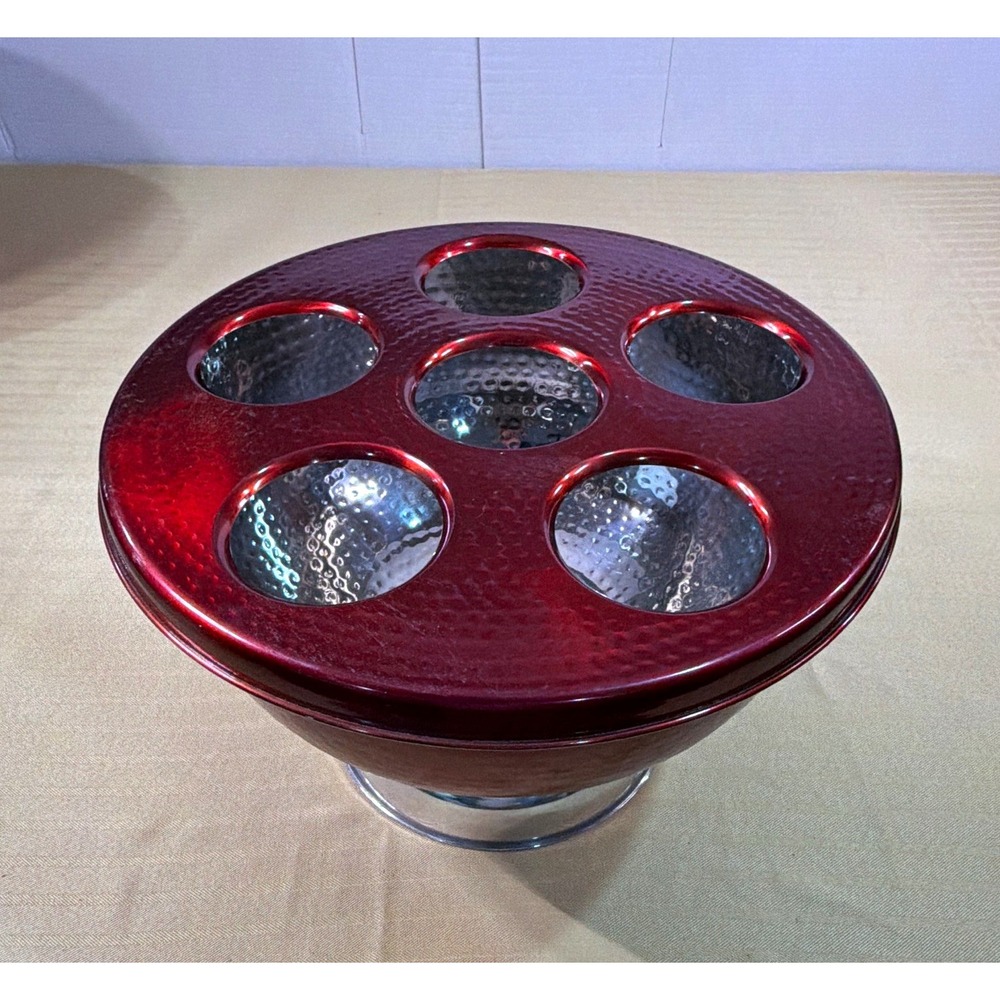 Hammered stainless steel wine and champagne chiller bowl
